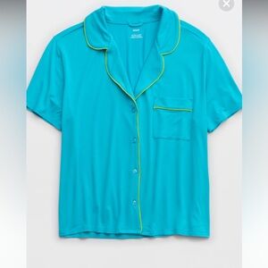 Aerie Real Soft® Short Sleeve Pajama Shirt - Aqua - XS - NWOT